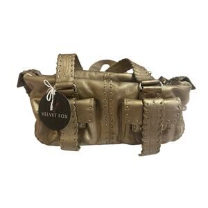 Michael Kors Metallic Gold Satchel Handbag – Western Stitch Detail